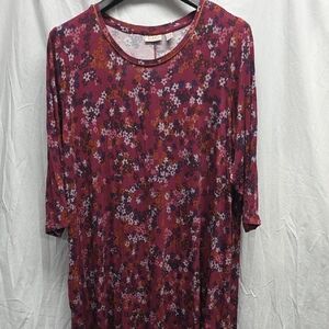 LOGO by Lori Goldstein Floral Maxi Dress - Red and Purple